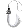 Grey/White Graduation Tassel with Black Bling Charm by Wholesale Grad Supply