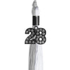 Grey/White Graduation Tassel with Black Bling Charm by Wholesale Grad Supply