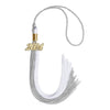 Grey/White Graduation Tassel with Gold Bling Charm by Wholesale Grad Supply
