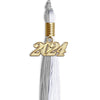Grey/White Graduation Tassel with Gold Bling Charm by Wholesale Grad Supply