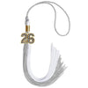 Grey/White Graduation Tassel with Gold Bling Charm by Wholesale Grad Supply