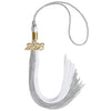 Grey/White Graduation Tassel with Gold Bling Charm by Wholesale Grad Supply