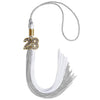 Grey/White Graduation Tassel with Gold Bling Charm by Wholesale Grad Supply