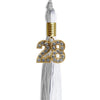 Grey/White Graduation Tassel with Gold Bling Charm by Wholesale Grad Supply