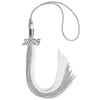 Grey/White Graduation Tassel with Silver Bling Charm by Wholesale Grad Supply