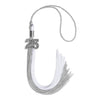 Grey/White Graduation Tassel with Silver Bling Charm by Wholesale Grad Supply