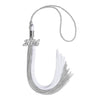 Grey/White Graduation Tassel with Silver Bling Charm by Wholesale Grad Supply