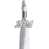 Grey/White Graduation Tassel with Silver Bling Charm by Wholesale Grad Supply