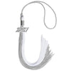 Grey/White Graduation Tassel with Silver Bling Charm by Wholesale Grad Supply