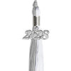 Grey/White Graduation Tassel with Silver Bling Charm by Wholesale Grad Supply