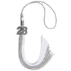 Grey/White Graduation Tassel with Silver Bling Charm by Wholesale Grad Supply