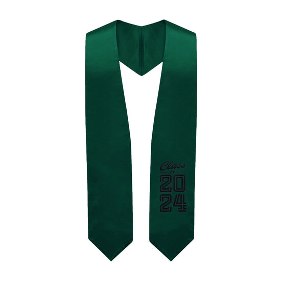 Hunter Green Class of 2024 Graduation Stole/Sash with Classic Tips by Wholesale Grad Supply