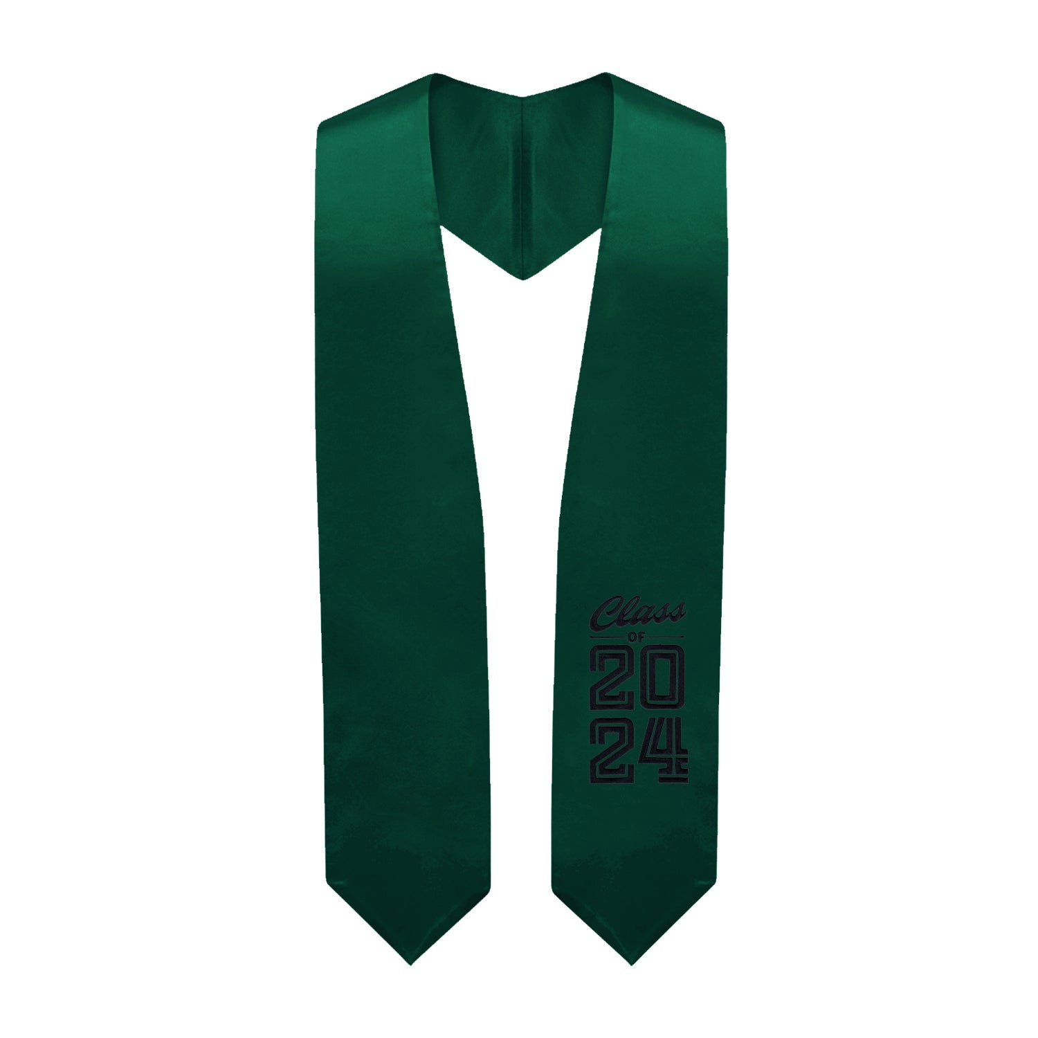Hunter Green Class of 2024 Graduation Stole/Sash with Classic Tips by Wholesale Grad Supply