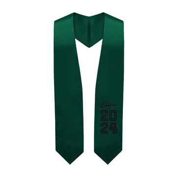 Hunter Green Class of 2024 Graduation Stole/Sash with Classic Tips by Wholesale Grad Supply