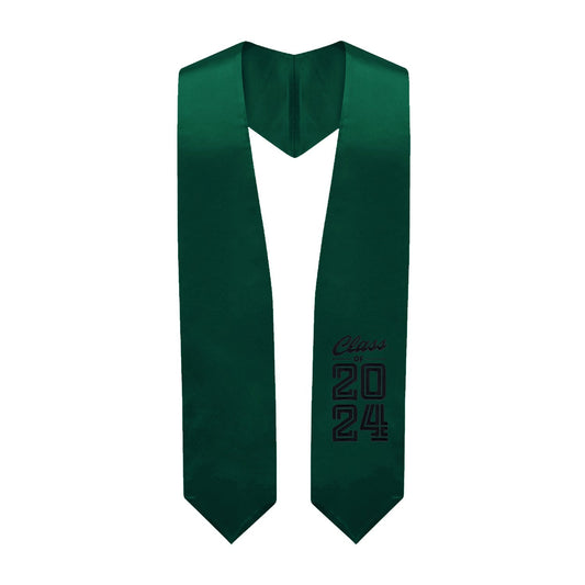 Hunter Green Class of 2024 Graduation Stole/Sash with Classic Tips by Wholesale Grad Supply