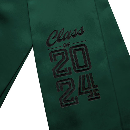 Hunter Green Class of 2024 Graduation Stole/Sash with Classic Tips by Wholesale Grad Supply