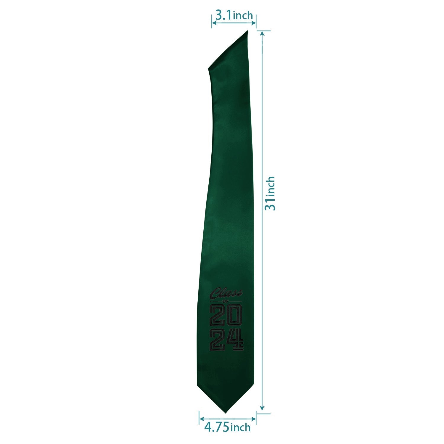 Hunter Green Class of 2024 Graduation Stole/Sash with Classic Tips by Wholesale Grad Supply