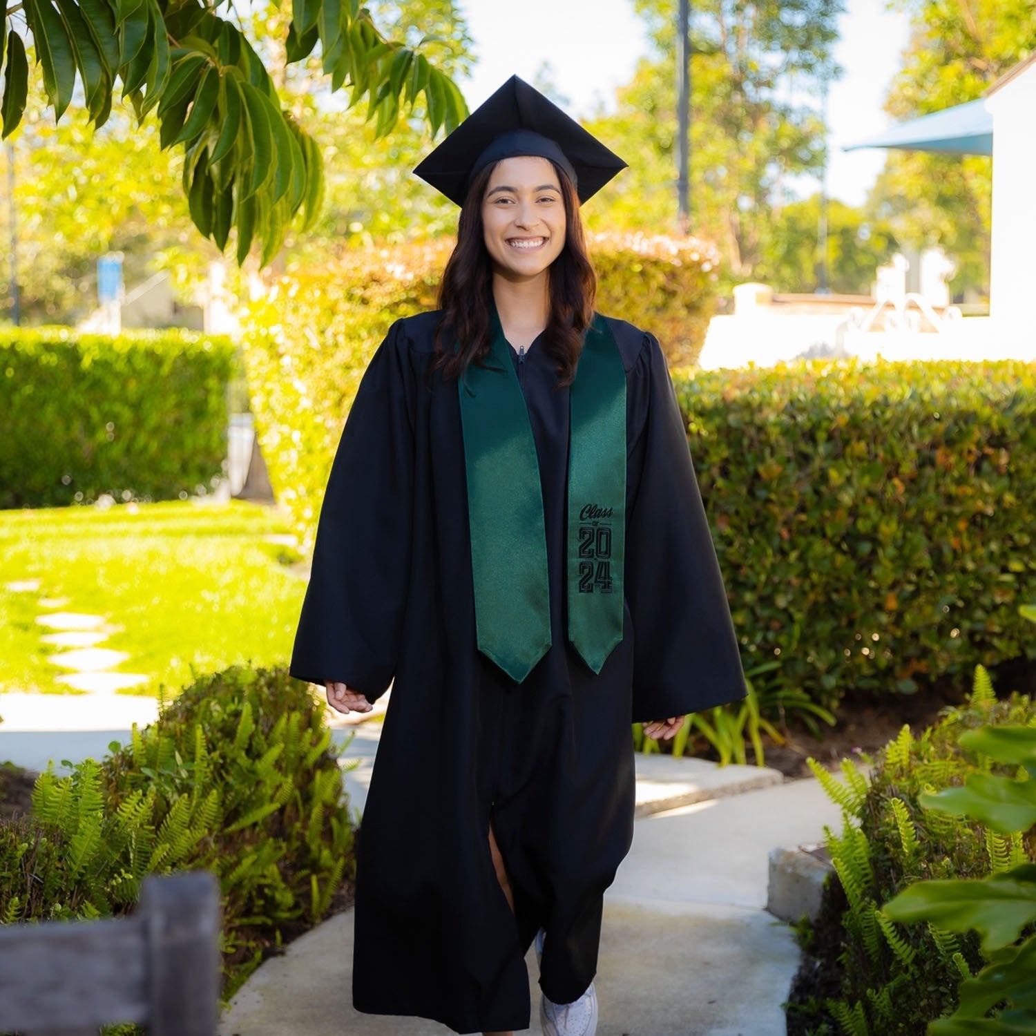 Hunter Green Class of 2024 Graduation Stole/Sash with Classic Tips by Wholesale Grad Supply