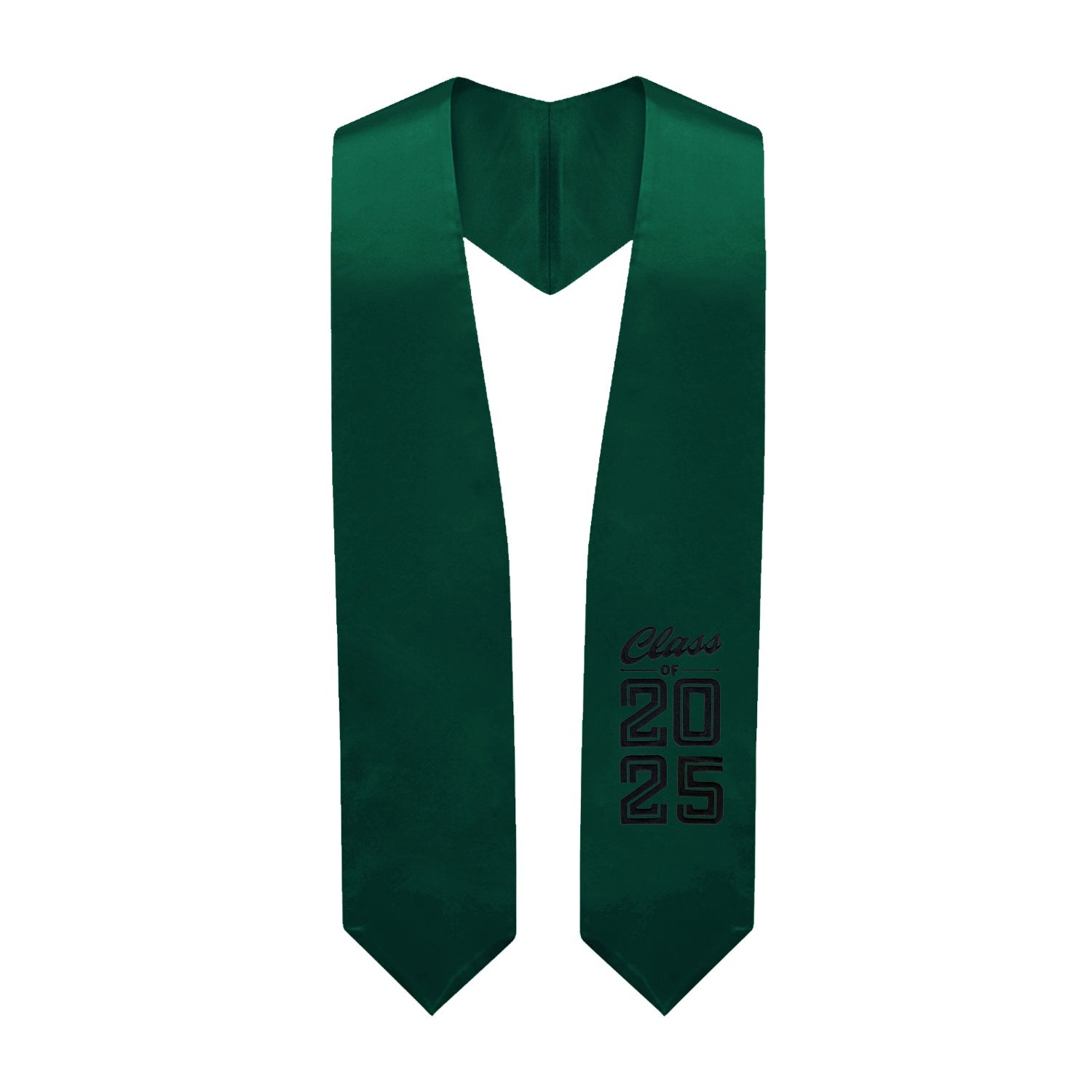 Hunter Green Class of 2025 Graduation Stole/Sash with Classic Tips by Wholesale Grad Supply