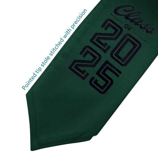 Hunter Green Class of 2025 Graduation Stole/Sash with Classic Tips by Wholesale Grad Supply