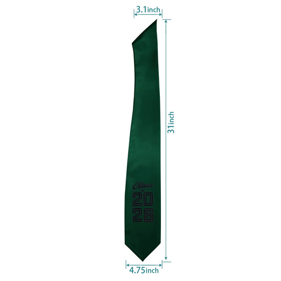 Hunter Green Class of 2026 Graduation Stole/Sash with Classic Tips by Wholesale Grad Supply