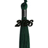 Hunter Green Graduation Tassel with Black Bling Charm by Wholesale Grad Supply
