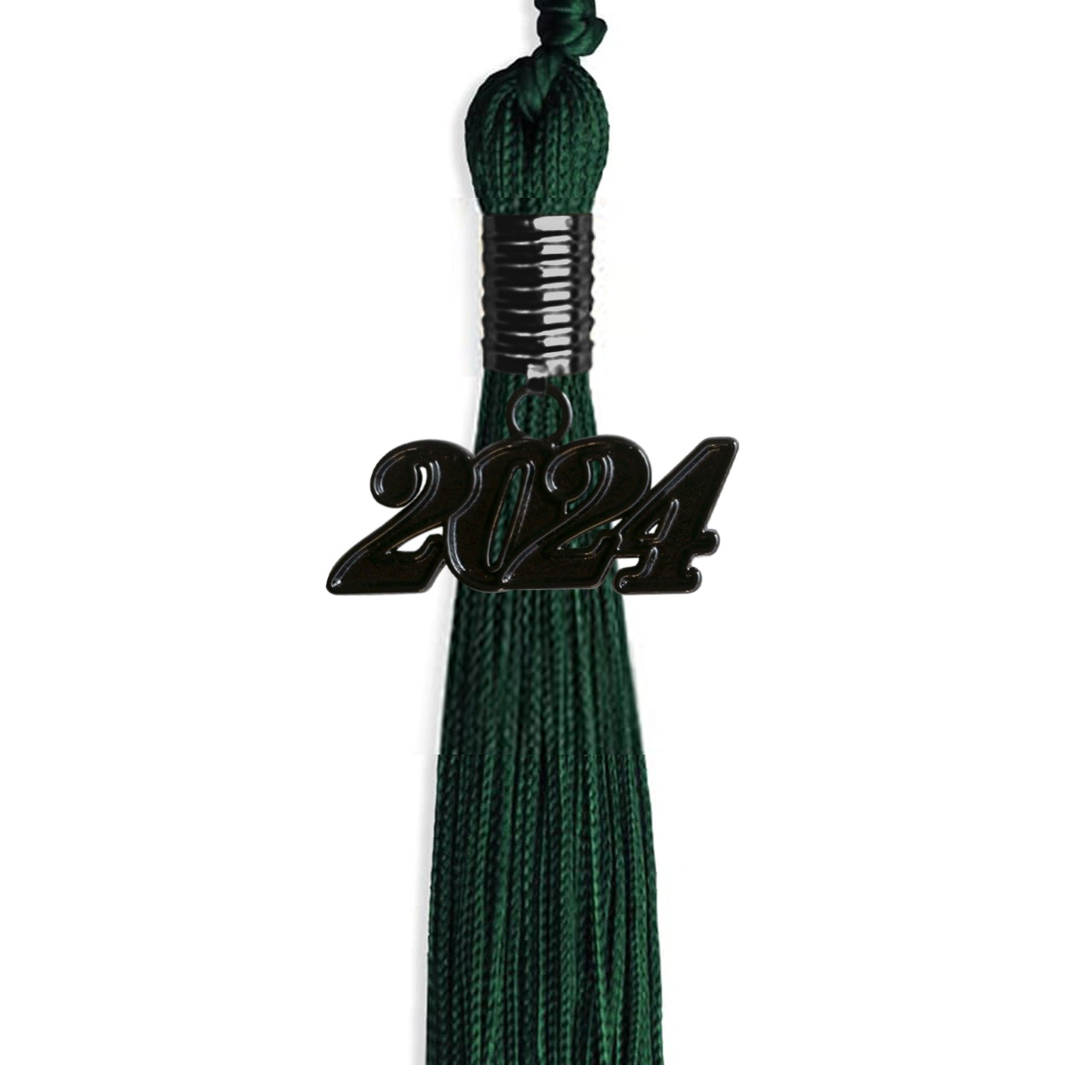 Hunter Green Graduation Tassel with Black Bling Charm by Wholesale Grad Supply