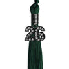 Hunter Green Graduation Tassel with Black Bling Charm by Wholesale Grad Supply
