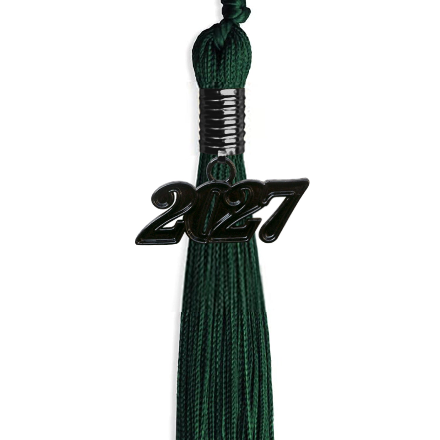 Hunter Green Graduation Tassel with Black Bling Charm by Wholesale Grad Supply