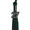 Hunter Green Graduation Tassel with Black Bling Charm by Wholesale Grad Supply