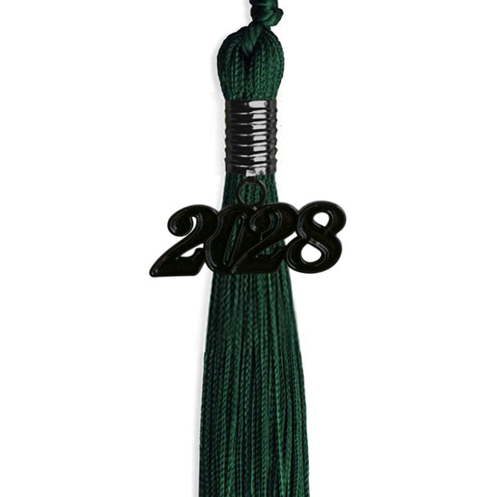 Hunter Green Graduation Tassel with Black Bling Charm by Wholesale Grad Supply