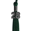 Hunter Green Graduation Tassel with Black Bling Charm by Wholesale Grad Supply