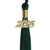 Hunter Green Graduation Tassel with Gold Bling Charm by Wholesale Grad Supply