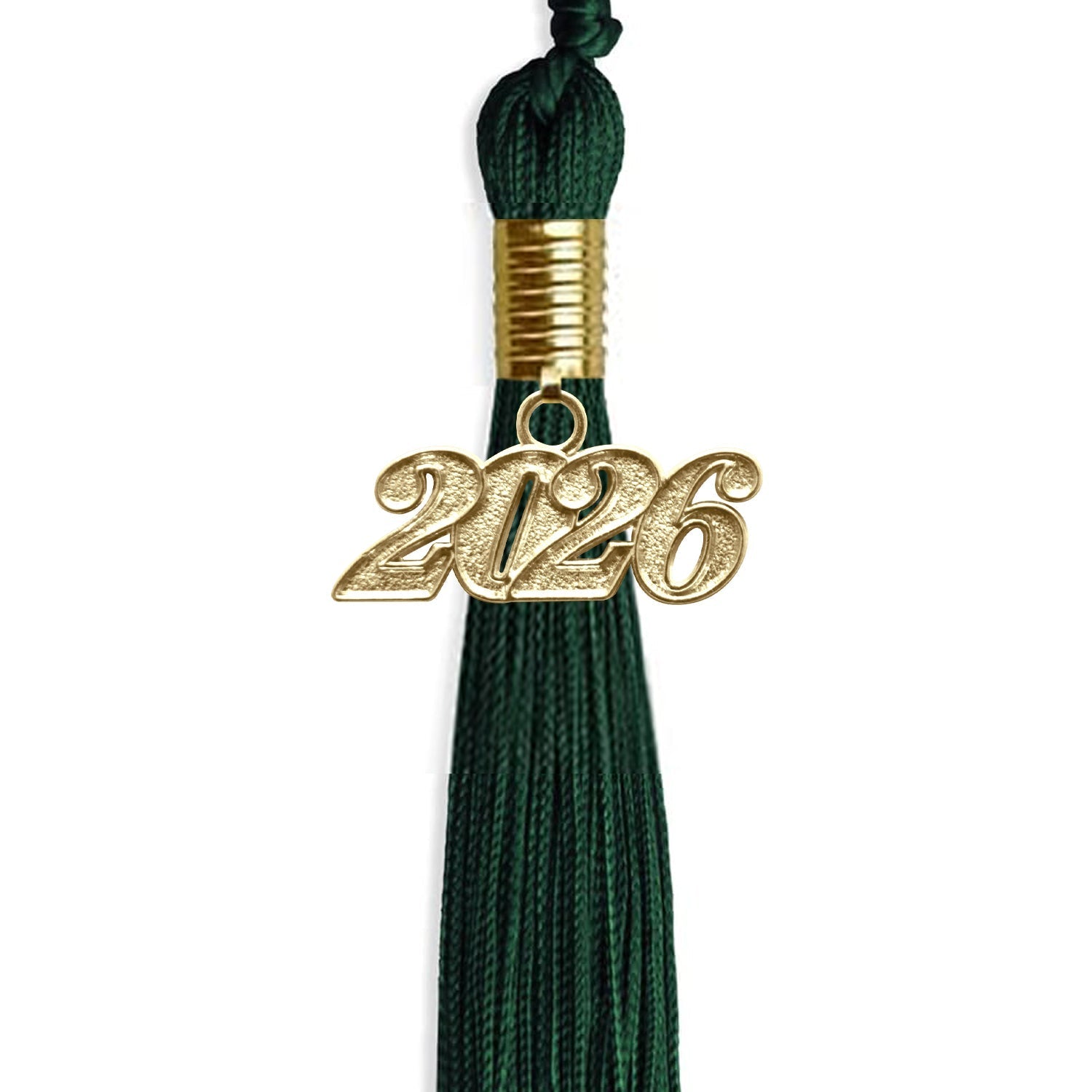 Hunter Green Graduation Tassel with Gold Bling Charm by Wholesale Grad Supply