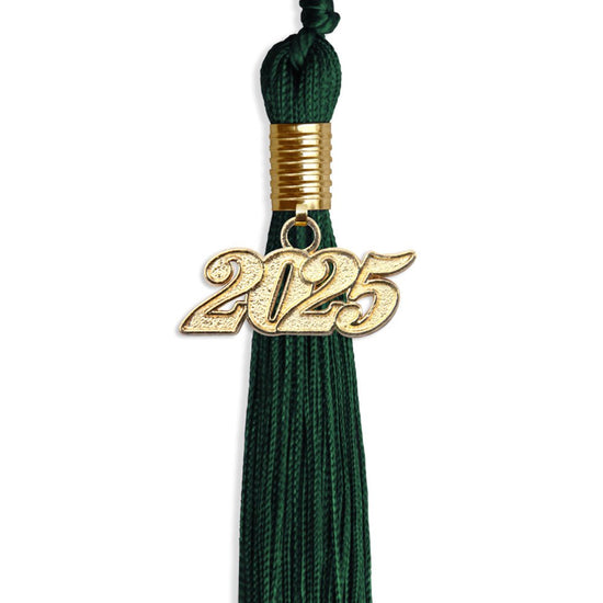 Hunter Green Graduation Tassel with Gold Bling Charm by Wholesale Grad Supply