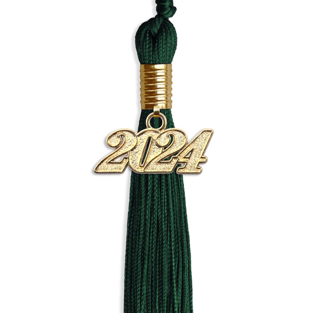 Hunter Green Graduation Tassel with Gold Bling Charm by Wholesale Grad Supply