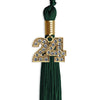 Hunter Green Graduation Tassel with Gold Bling Charm by Wholesale Grad Supply