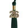 Hunter Green Graduation Tassel with Gold Bling Charm by Wholesale Grad Supply