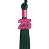 Hunter Green Graduation Tassel with Pink Bling Charm by Wholesale Grad Supply