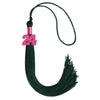 Hunter Green Graduation Tassel with Pink Bling Charm by Wholesale Grad Supply