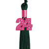 Hunter Green Graduation Tassel with Pink Bling Charm by Wholesale Grad Supply