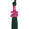 Hunter Green Graduation Tassel with Pink Bling Charm by Wholesale Grad Supply