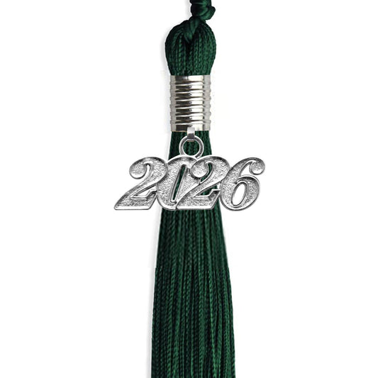 Hunter Green Graduation Tassel with Silver Bling Charm by Wholesale Grad Supply