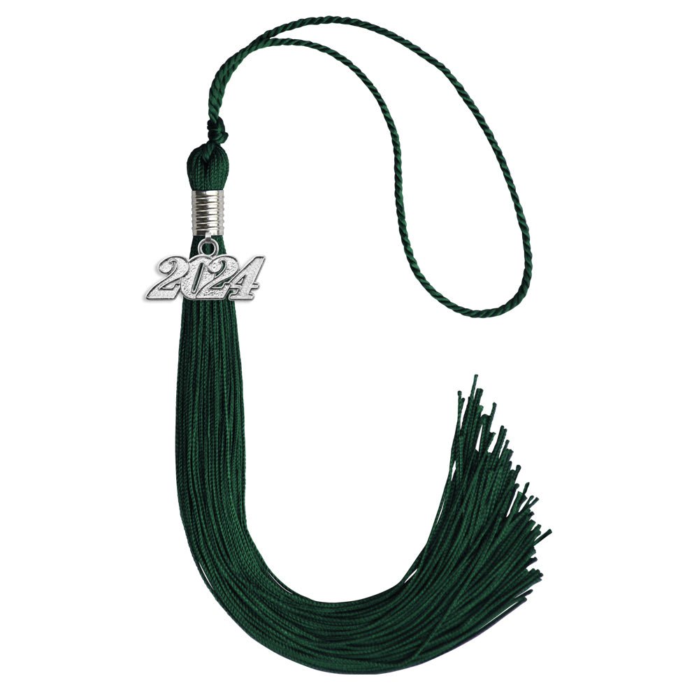 Hunter Green Graduation Tassel with Silver Bling Charm by Wholesale Grad Supply
