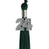 Hunter Green Graduation Tassel with Silver Bling Charm by Wholesale Grad Supply