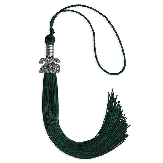 Hunter Green Graduation Tassel with Silver Bling Charm by Wholesale Grad Supply