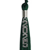 Hunter Green Graduation Tassel with Silver Stacked Date Drop by Wholesale Grad Supply