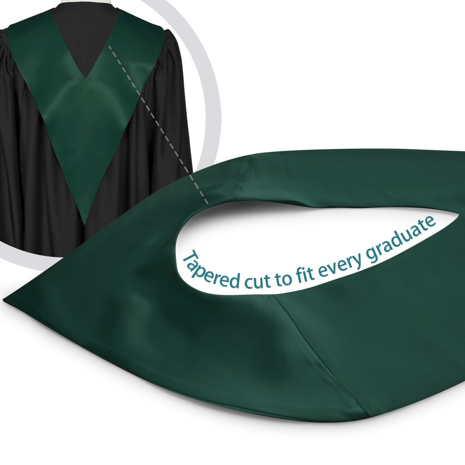 Hunter Green Graduation V-Stole by Wholesale Grad Supply