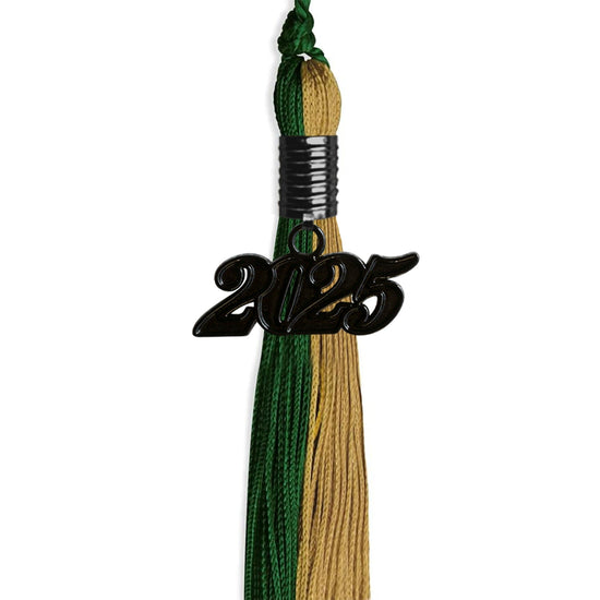 Hunter Green/Antique Gold Graduation Tassel with Black Bling Charm by Wholesale Grad Supply