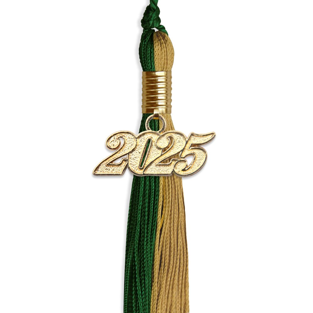 Hunter Green/Antique Gold Graduation Tassel with Gold Bling Charm by Wholesale Grad Supply